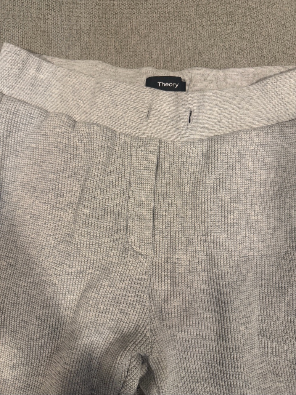 Theory Light Gray Ribbed Knit Lounge Pants Drawstrings are Missing